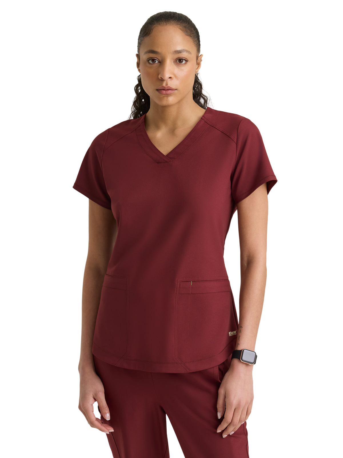 Women's Two-Pocket V-Neck Rhythm Scrub Top - GSST180 - Chestnut