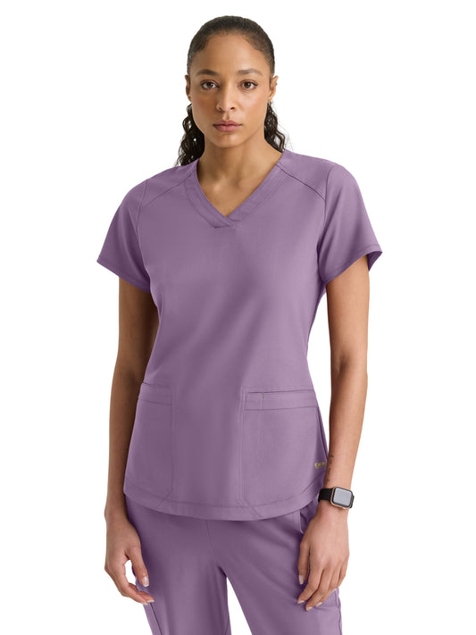 Women's Two-Pocket V-Neck Rhythm Scrub Top - GSST180 - Amethyst Mist