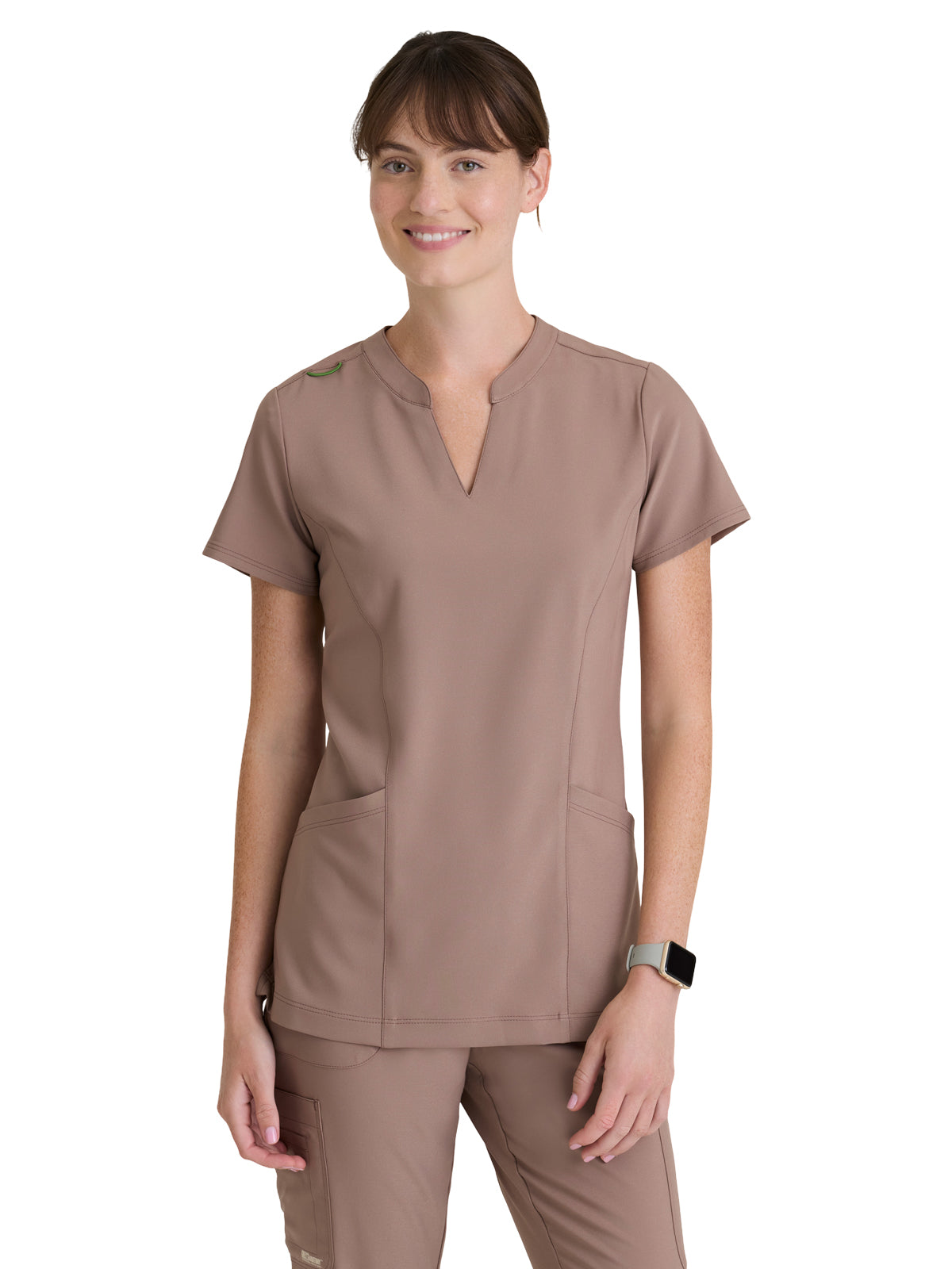 Women's Two Pocket Notch Sky Scrub Top - GSST298 - Driftwood