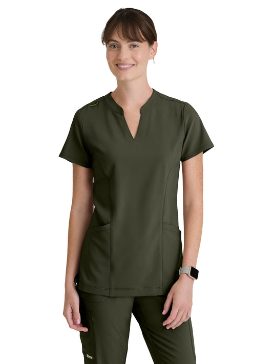 Women's Two Pocket Notch Sky Scrub Top - GSST298 - Fern