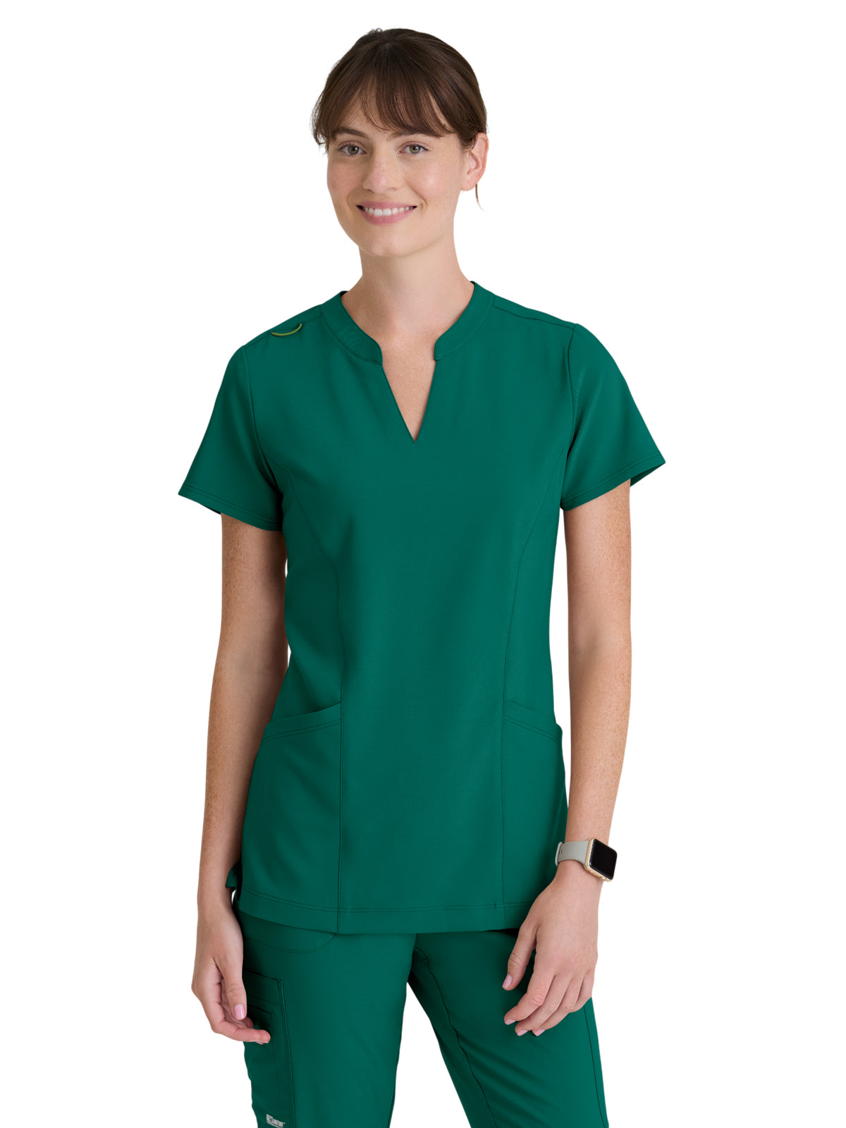 Women's Two Pocket Notch Sky Scrub Top - GSST298 - Hunter