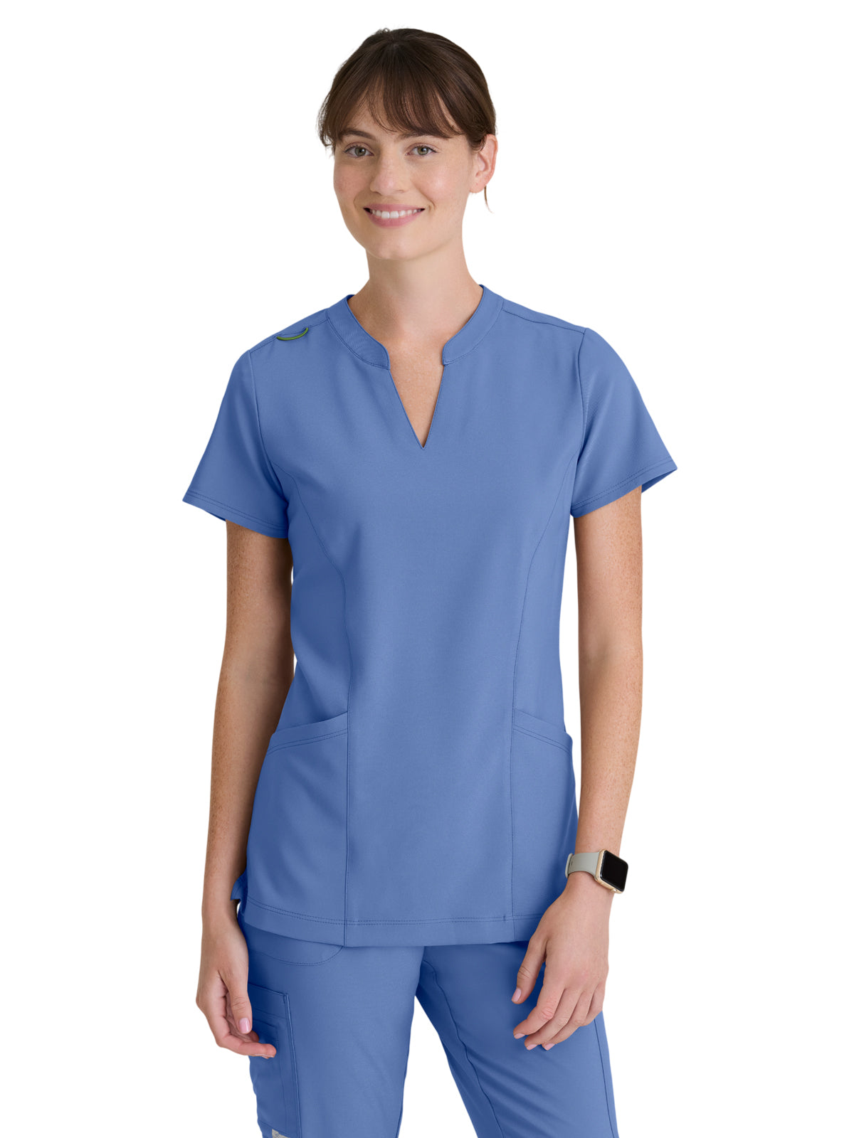 Women's Two Pocket Notch Sky Scrub Top - GSST298 - Ciel