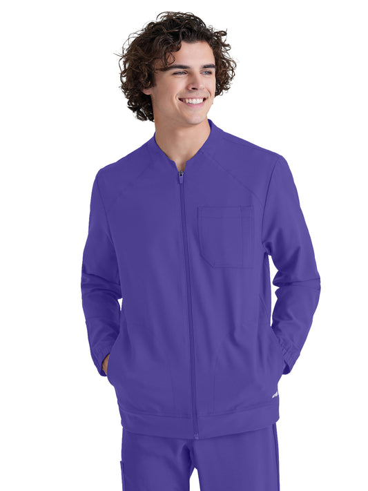 Men's Three-Pocket Cycle Warm Up Scrub Jacket - GSSW887 - New Grape