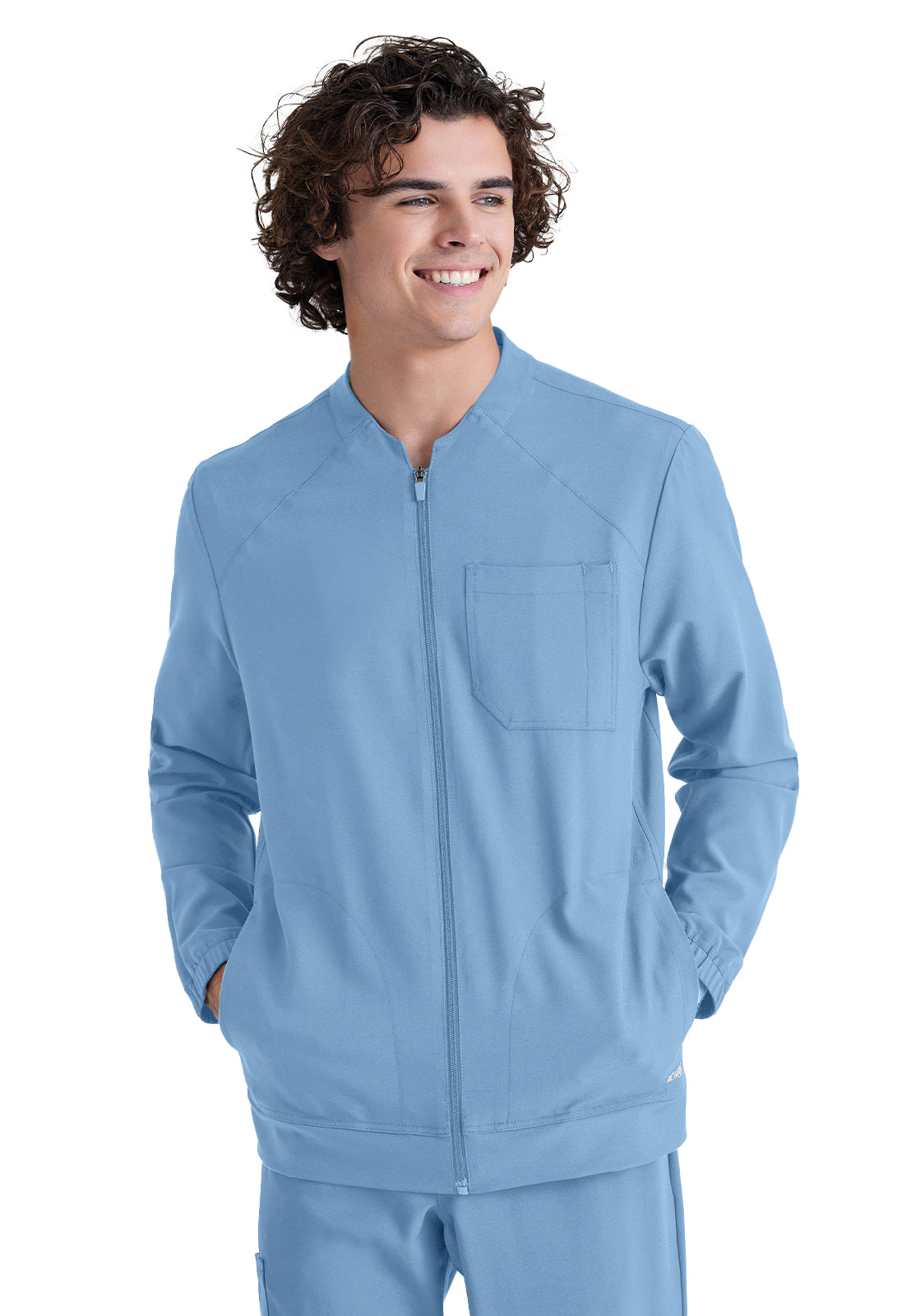 Men's Three-Pocket Cycle Warm Up Scrub Jacket - GSSW887 - Ciel Blue