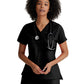 Women's One-Pocket Bree Tuck-In Scrub Top - GVST028 - Black