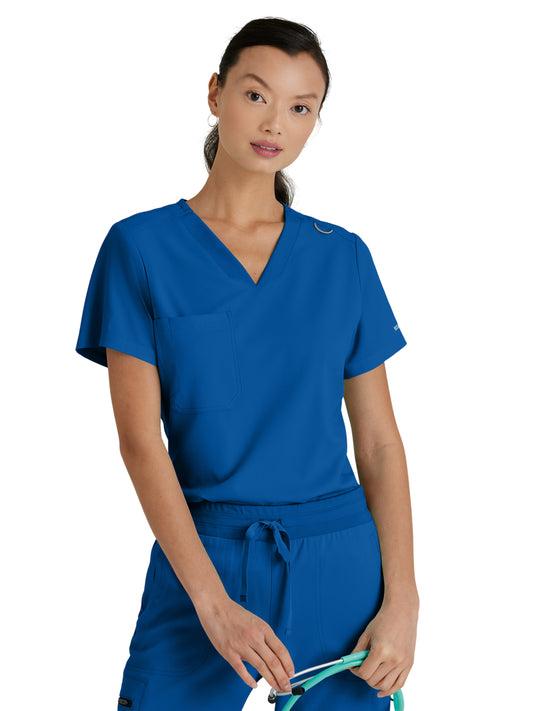 Women's One-Pocket Bree Tuck-In Scrub Top - GVST028 - New Royal