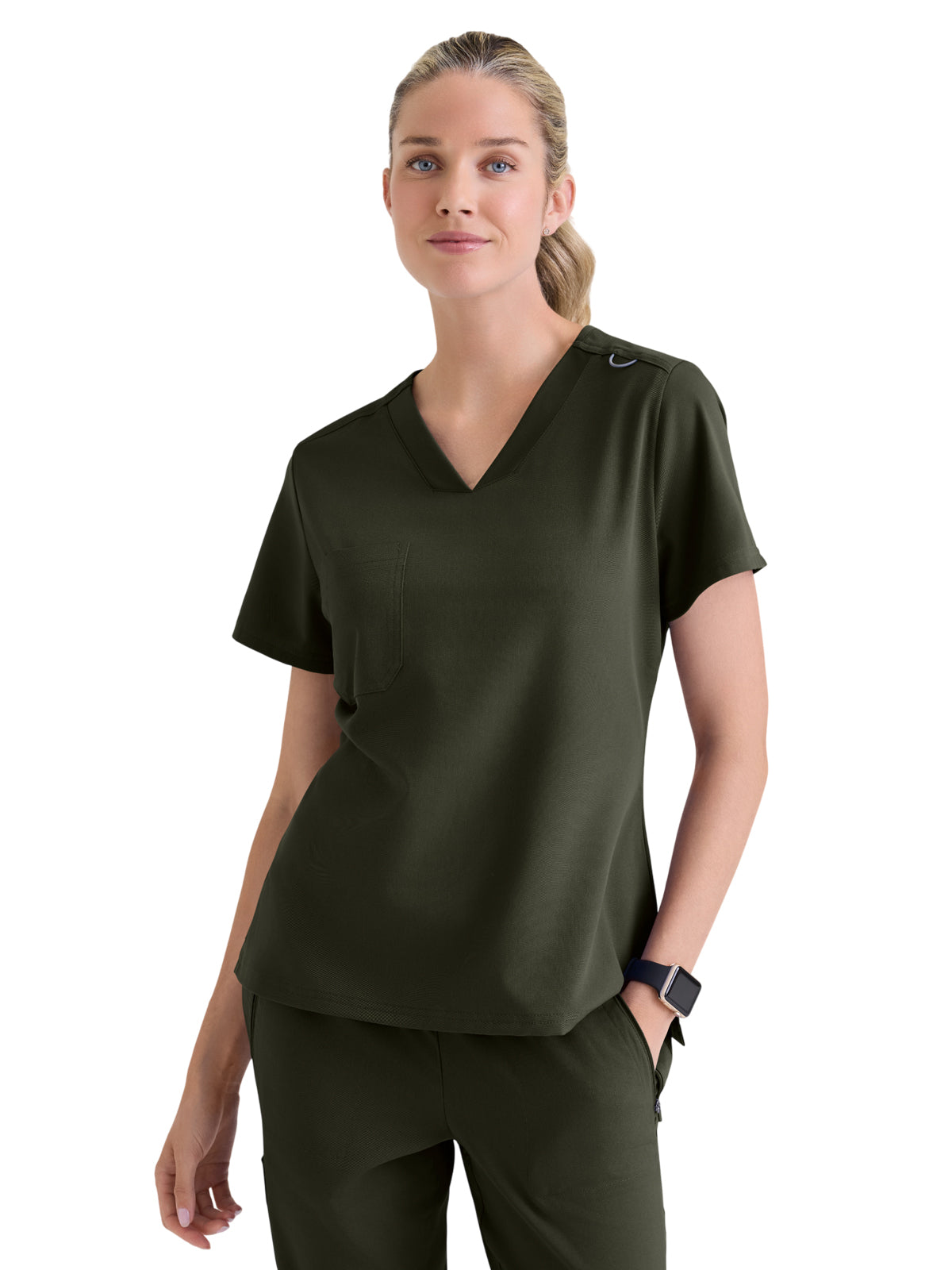 Women's One-Pocket Bree Tuck-In Scrub Top - GVST028 - Olive