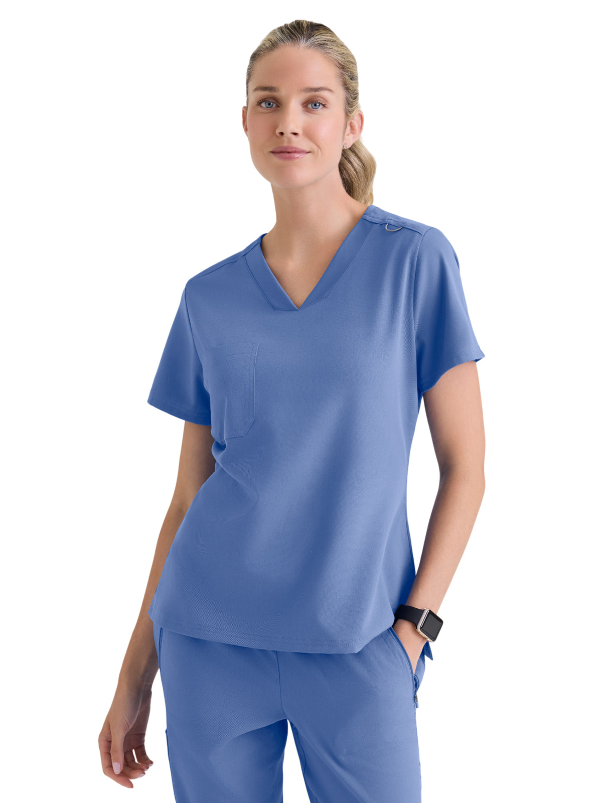 Women's One-Pocket Bree Tuck-In Scrub Top - GVST028 - Ciel Blue