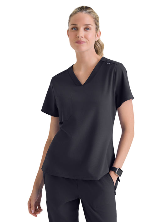 Women's One-Pocket Bree Tuck-In Scrub Top - GVST028 - Steel