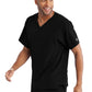 Men's One-Pocket V-Neck Structure Scrub Top - SK0112 - Black