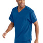 Men's One-Pocket V-Neck Structure Scrub Top - SK0112 - New Royal