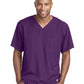 Men's One-Pocket V-Neck Structure Scrub Top - SK0112 - Eggplant