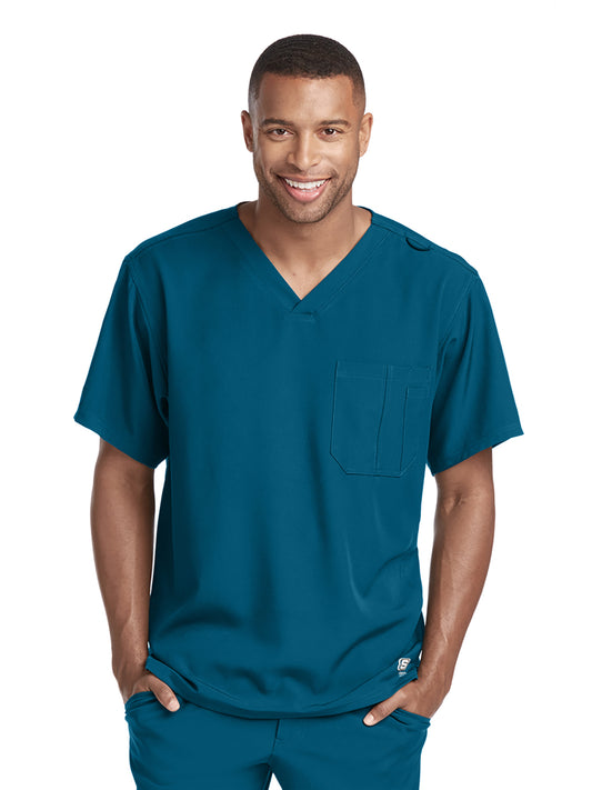 Men's One-Pocket V-Neck Structure Scrub Top - SK0112 - Bahama