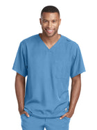 Men's One-Pocket V-Neck Structure Scrub Top - SK0112 - Ciel Blue