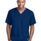 Men's One-Pocket V-Neck Structure Scrub Top - SK0112 - Navy