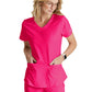 Women's Three-Pocket Curved V-Neck Breeze Scrub Top - SK101 - Vibrance Pink