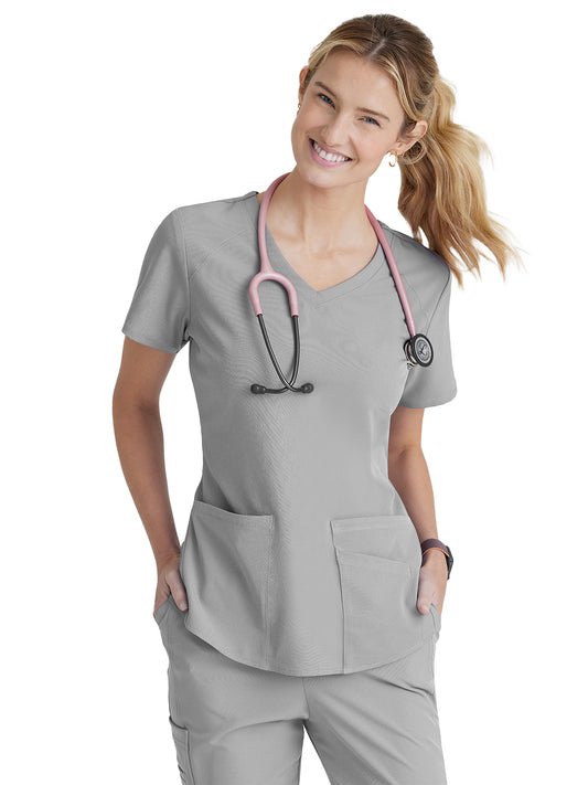 Women's Three-Pocket Curved V-Neck Breeze Scrub Top - SK101 - Moonstruck