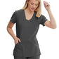 Women's Three-Pocket Crossover V-Neck Reliance Scrub Top - SK102 - Pewter