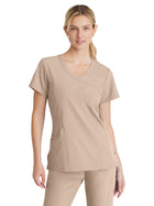 Women's Three-Pocket Crossover V-Neck Reliance Scrub Top - SK102 - New Khaki
