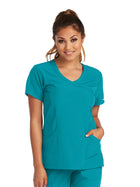 Women's Three-Pocket Crossover V-Neck Reliance Scrub Top - SK102 - Teal