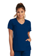 Women's Three-Pocket Crossover V-Neck Reliance Scrub Top - SK102 - Navy