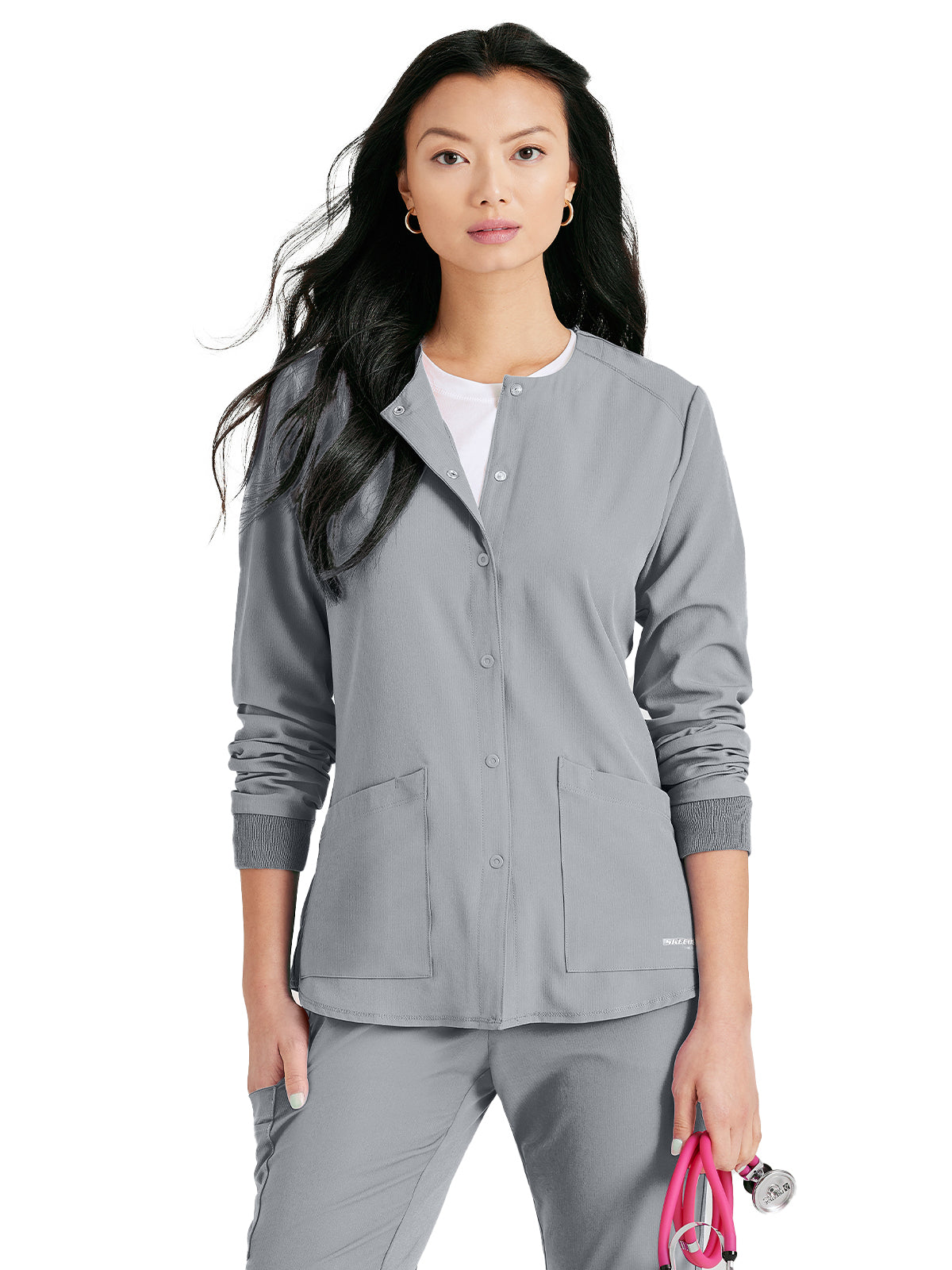 Women's Two-Pocket Snap-Front Stability Warm-Up Scrub Jacket - SK401 - Moonstruck
