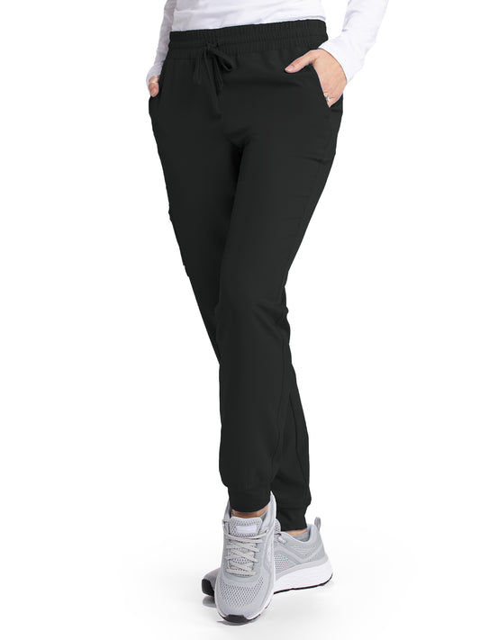 Women's Four-Pocket Low-Rise Theory Jogger Scrub Pant - SKP552 - Black