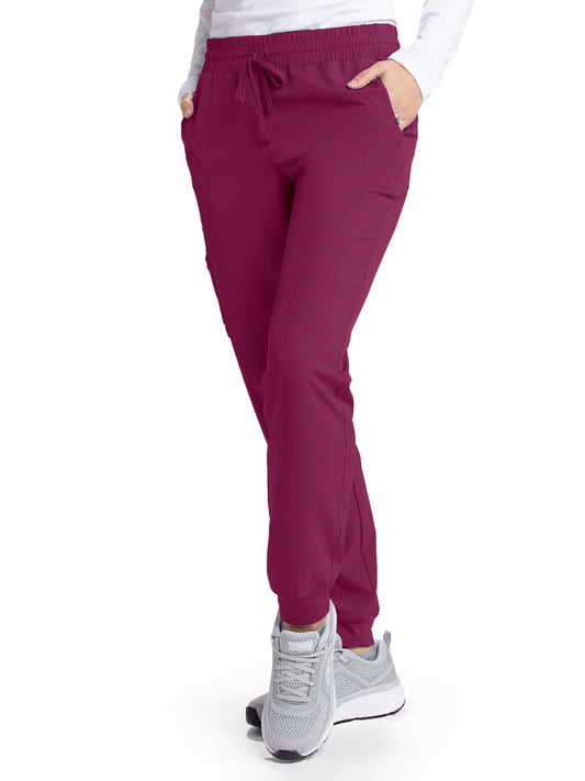Women's Four-Pocket Low-Rise Theory Jogger Scrub Pant - SKP552 - Wine
