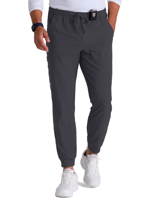 Men's Three-Pocket Drawcord and Zip-Fly Structure Jogger Scrub Pant - SKP572 - Pewter