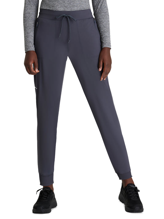 Women's Five-Pocket Ribbed Cuff Pace Jogger Scrub Pant - SKP669 - Pewter