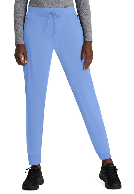 Women's Five-Pocket Ribbed Cuff Pace Jogger Scrub Pant - SKP669 - Ciel Blue