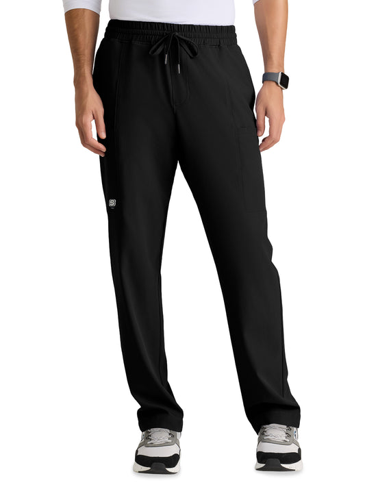 Men's Five-Pocket Elastic Waistband Compass Scrub Pant - SKP718 - Black
