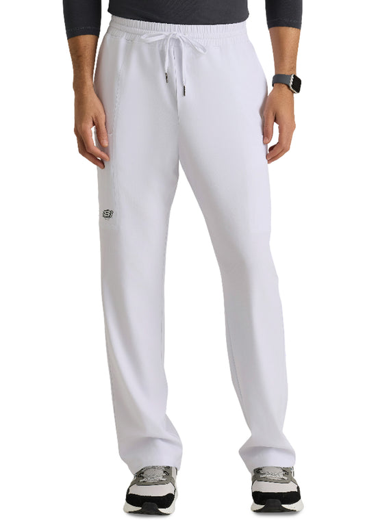 Men's Five-Pocket Elastic Waistband Compass Scrub Pant - SKP718 - White