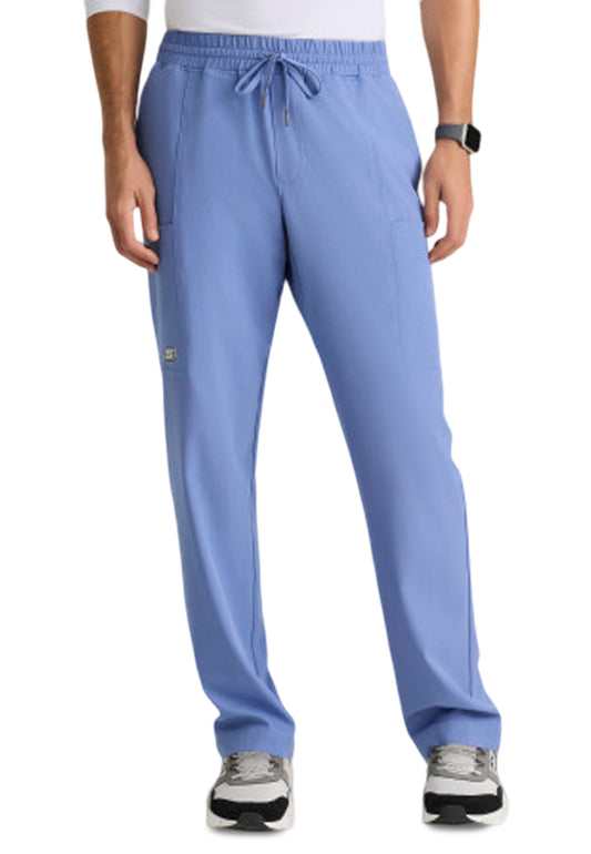 Men's Five-Pocket Elastic Waistband Compass Scrub Pant - SKP718 - Ciel Blue