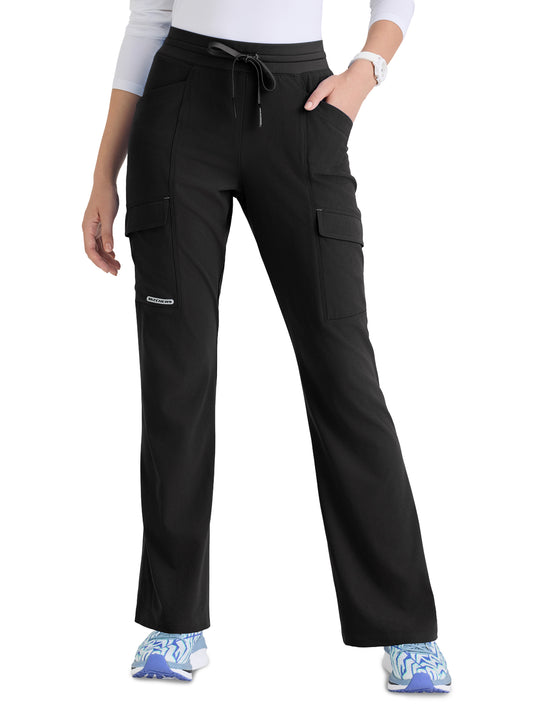 Women's Five Pocket Drawstring Reward Scrub Pant - SKP733 - Black