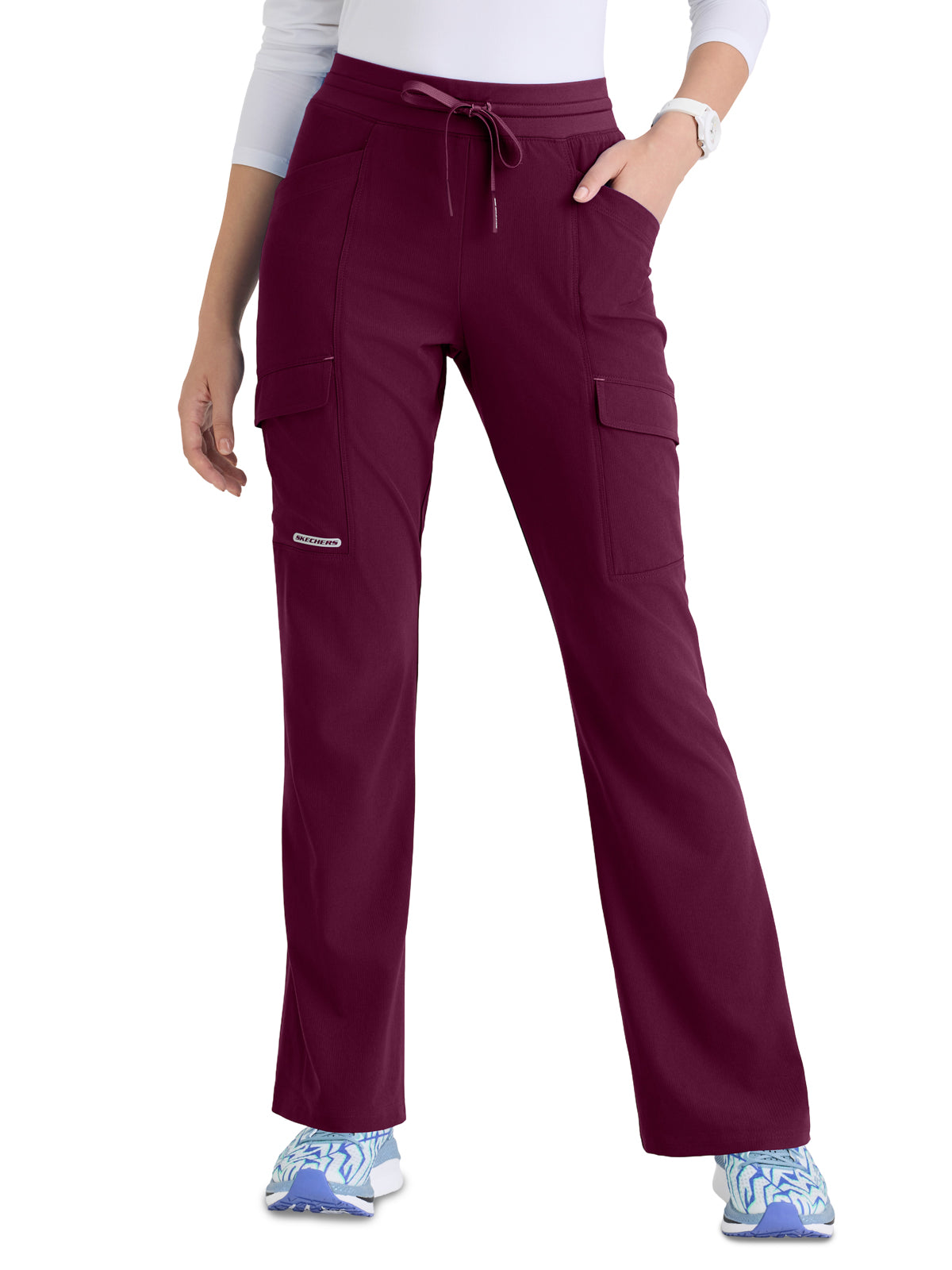Women's Five Pocket Drawstring Reward Scrub Pant - SKP733 - Wine