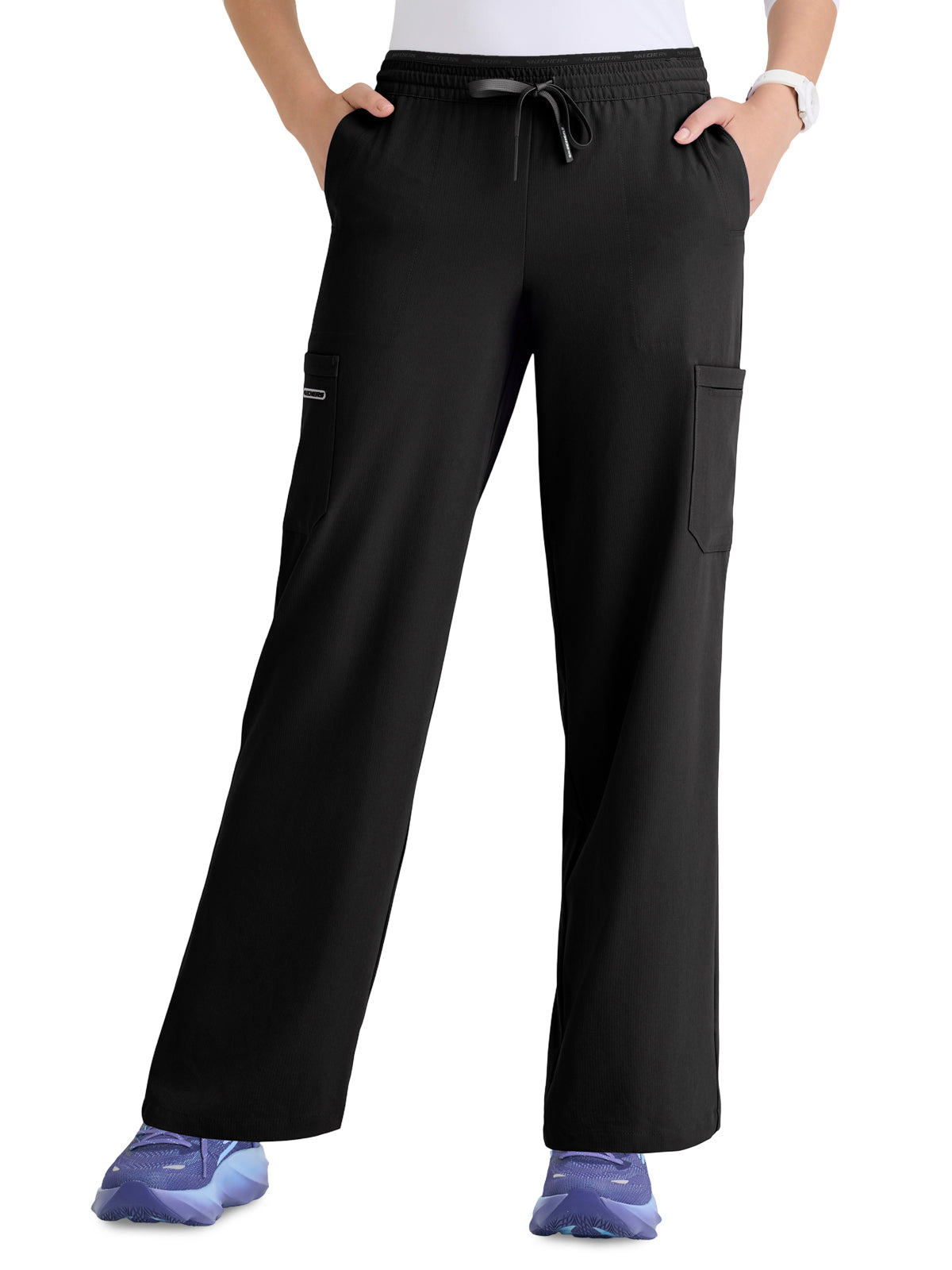 Women's Six Pocket Drawstring Honor Scrub Pant - SKP734 - Black
