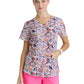 Women's Three-Pocket V-Neck Reliance Print Scrub Top - SKT021 - Central Bark