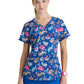 Women's Three-Pocket V-Neck Reliance Print Scrub Top - SKT021 - I Love Kitties
