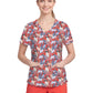 Women's Three-Pocket V-Neck Reliance Print Scrub Top - SKT021 - Resort Kitty
