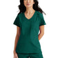 Women's One-Pocket V-Neck Dignity Tuck-In Scrub Top - SKT147 - Hunter Green