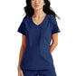 Women's One-Pocket V-Neck Dignity Tuck-In Scrub Top - SKT147 - Navy