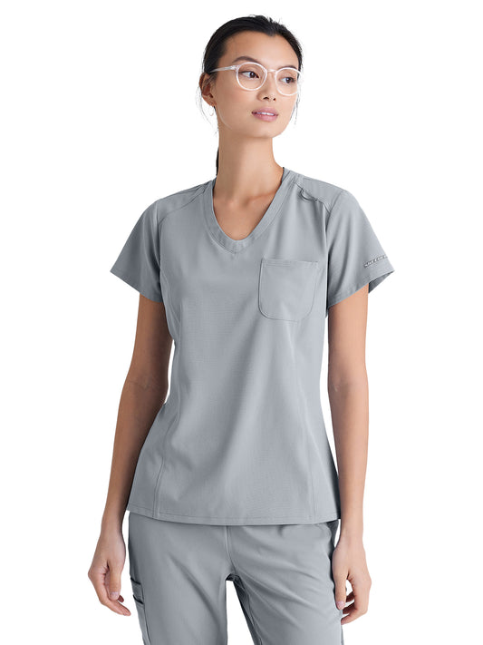 Women's One-Pocket V-Neck Dignity Tuck-In Scrub Top - SKT147 - Moonstruck