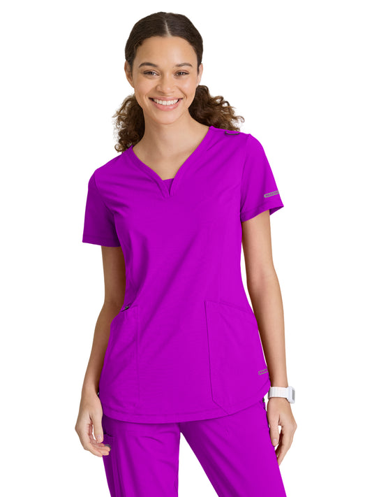 Women's Three-Pocket V-Neck Serene Scrub Top - SKT220 - Violet Burst