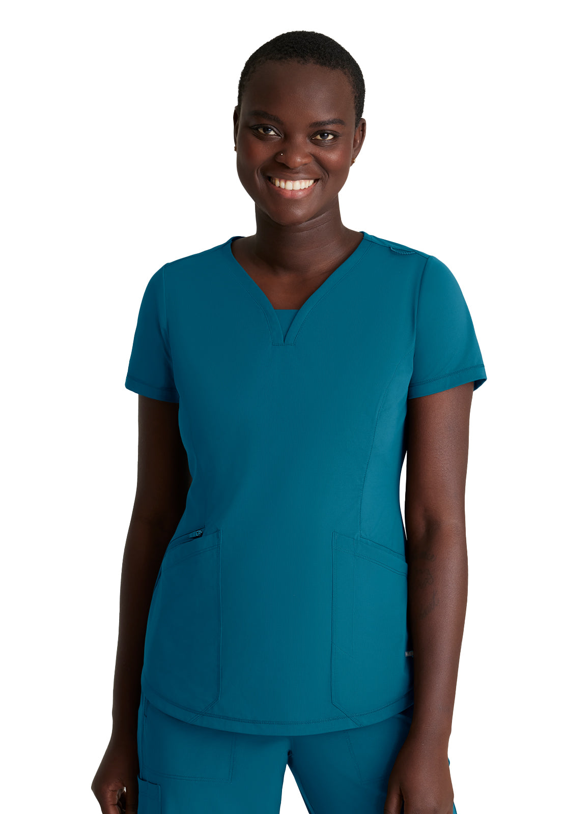 Women's Three-Pocket V-Neck Serene Scrub Top - SKT220 - Bahama