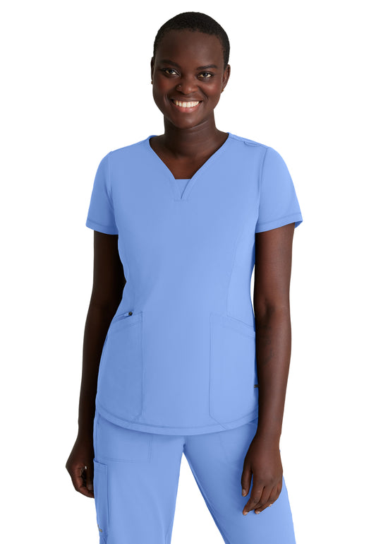 Women's Three-Pocket V-Neck Serene Scrub Top - SKT220 - Ciel Blue