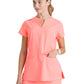 Women's Two-Pocket Placket V-Neck Coast Scrub Top - SKT259 - Coral Fizz