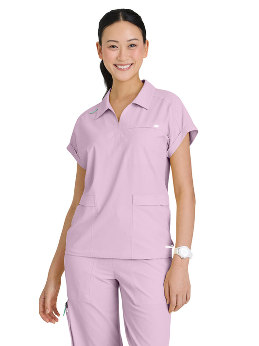 Women's Three-Pocket Charlie Scrub Top - SKT276 - Desert Rose