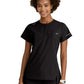 Women's Two-Pocket Round Neck Trek Scrub Top - SKT284 - Black