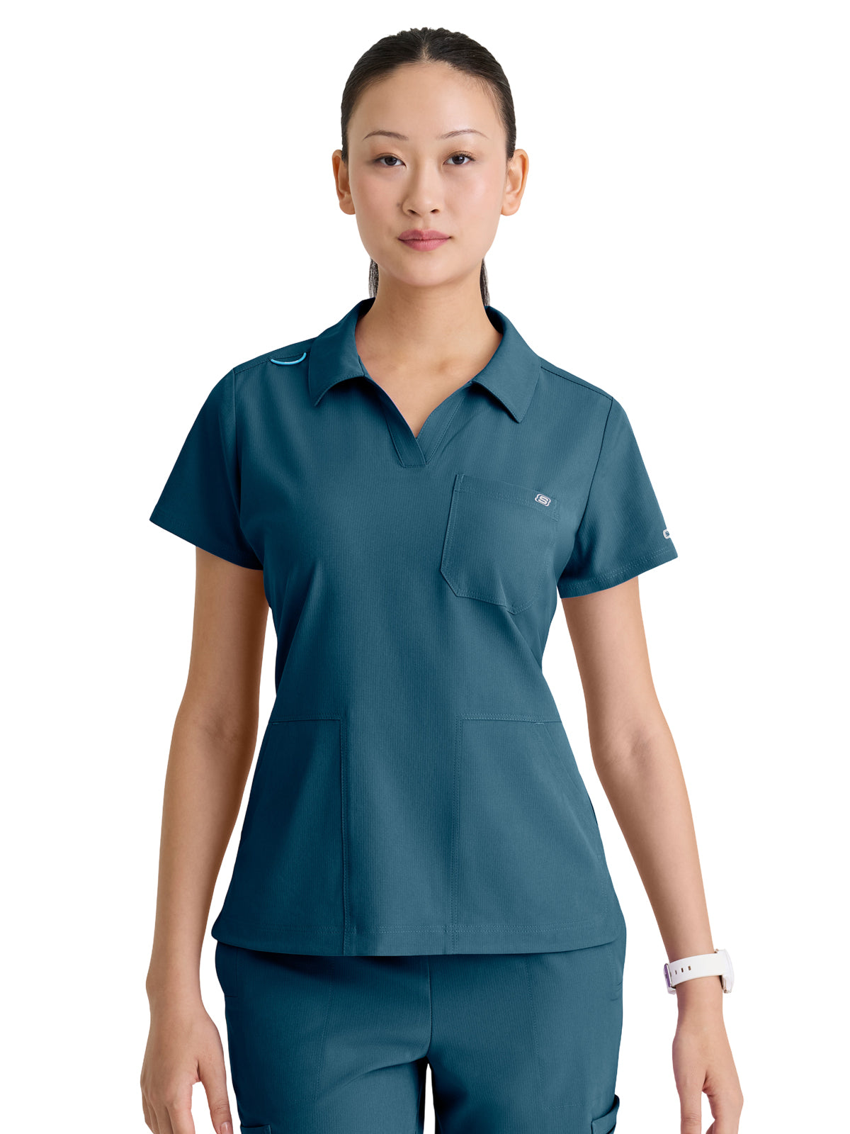 Women's Three Pocket Y-Neck Honor Scrub Top - SKT302 - Bahama